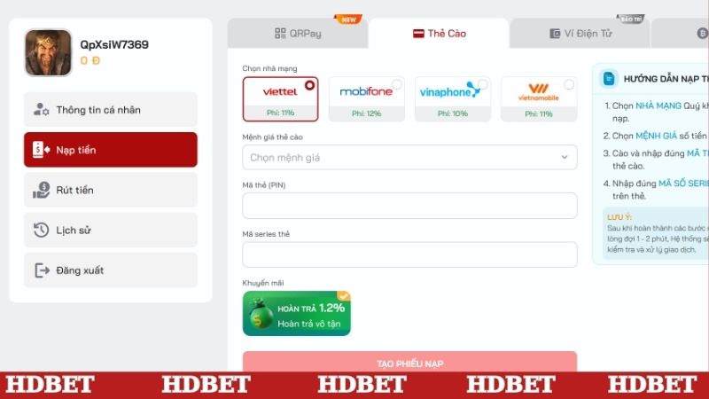 Nạp rút tiền HDBET cần chú ý những vấn đề gì?